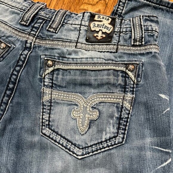 Rock Revival Marcy Straight Fit Jeans Distressed Medium Wash Denim Men's Size 38 - Picture 12 of 13